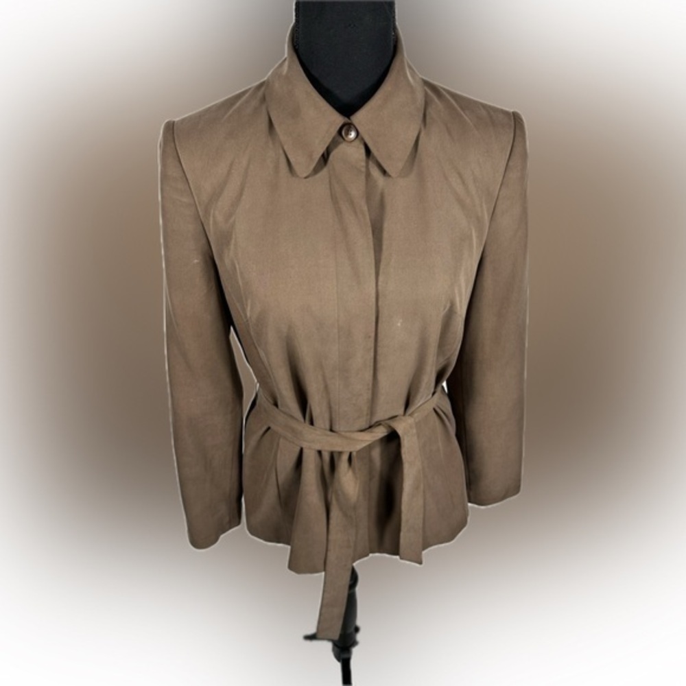 Talbots Petite Brown Silk Belted Trench Coat. Size 6P